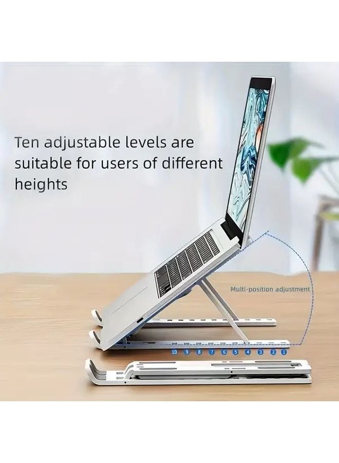 White Adjustable Laptop Stand Portable Ventilated Holder For 10 13 Inch Computers - Image 1